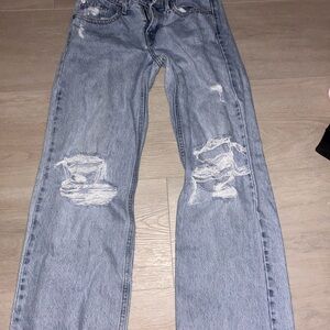 Levi's Light Blue Distressed Straight Jeans